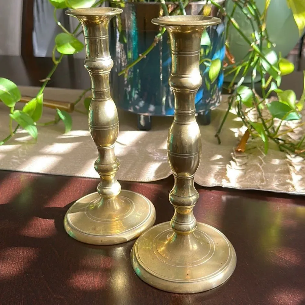 Vintage Brass Set Of Candleholders (2)